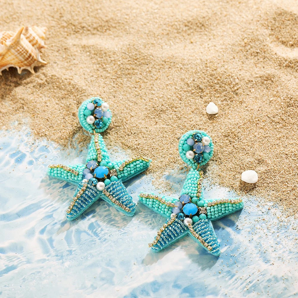 Seaside Serenity Beaded Starfish Earrings