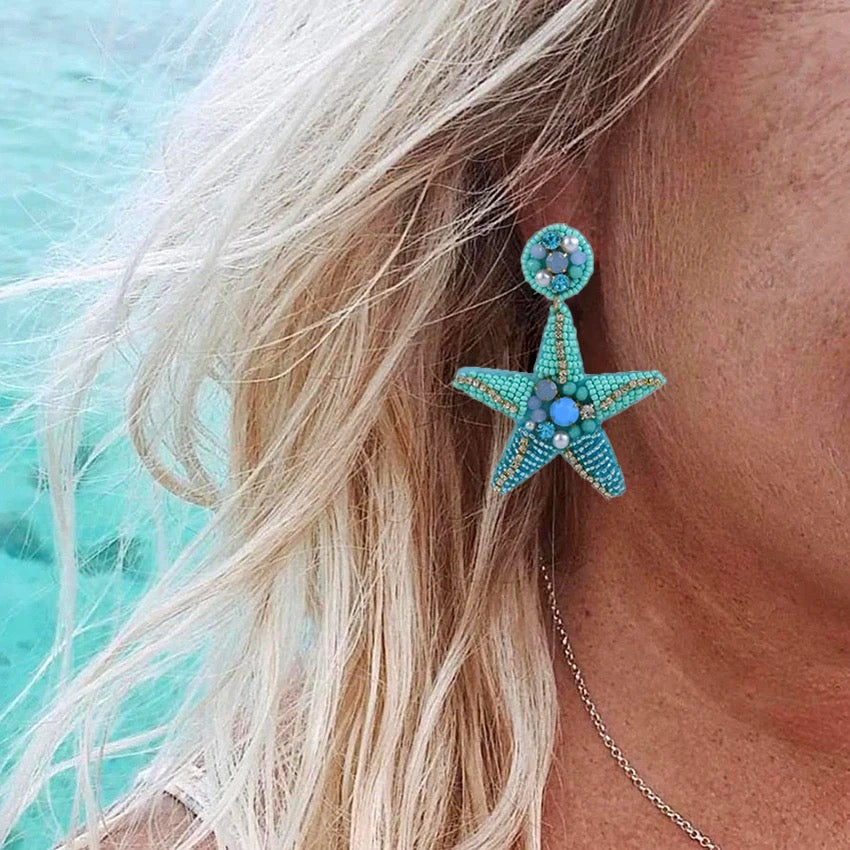 Seaside Serenity Beaded Starfish Earrings